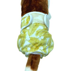 Loopsheidbroekje hond - gouden palmprint - maat XXL - voor grote teefjes - herbruikbaar - hondenbroekje - hondenluier - loopsheid - ongesteldheid - taille 69-80 cm