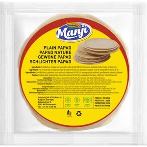 Manji - Plain Papad - Papadum - Appalam - 3x 100 g