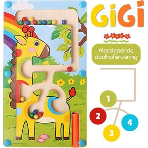 GiGi Magnetisch Doolhof – Educatief Montessori Speelgoed – Motoriek & Cognitieve Ontwikkeling – Houten Puzzel voor Kinderen vanaf 3 Jaar