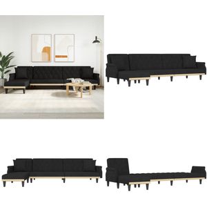 vidaXL Slaapbank L-vormig 271x140x70 cm fluweel zwart - L-vormige Slaapbank - L-vormige Slaapbanken - Slaapbank - Inklapbare Slaapbank