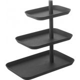 Yamazaki Serveer Plateau Etagere Tower - zwart - 3 niveaus