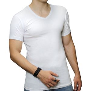 2 Pack Top kwaliteit  T-Shirt - V hals - 100% Katoen - Wit - Maat XL