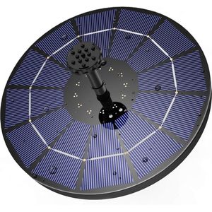 Zonne-energie fontein buiten drijvend - 35 W pomp met batterij - 6 sproeiers voor vogelbad aquarium tuin