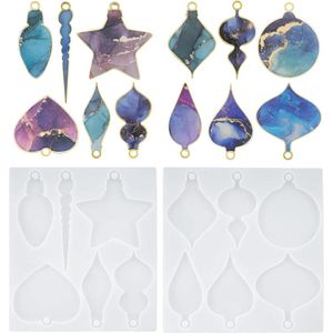 Siliconen mallen - doe-het-zelf epoxyhars kit voor beginners - kerstversiering sleutelhangers rugzak hangers sieraden - 2 stuks