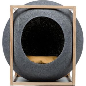 The Dark Grey Cube Wood Edition - Meyou Parijs. Luxe Franse design kattenmand