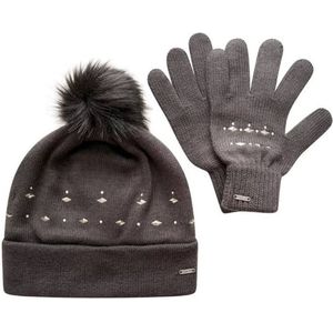 Dare2B Dames Crystal Clear Muts en Handschoenen Set Zwart