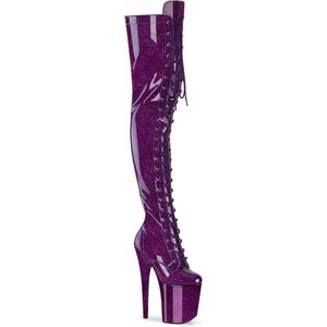 Pleaser - FLAMINGO-3020GP Plateau Overknee Laarzen - US 6 - 36 Shoes - Paars