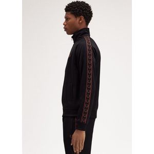 Fred Perry Contrast tape track jacket - black whisky brown