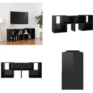 vidaXL Tv-meubel 104x30x52 cm spaanplaat hoogglans zwart - Tv-kast - Tv-kasten - Tv-standaard - Tv-standaarden