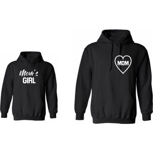 Hoodie dames-zwart-voor moeder twinning-Mom's girl-Mom-Maat Xxl