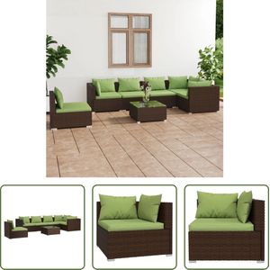 The Living Store Loungeset - Bruin PE-rattan - Modulair design - Stevig frame - Hoogwaardig materiaal - Optimaal zitcomfort