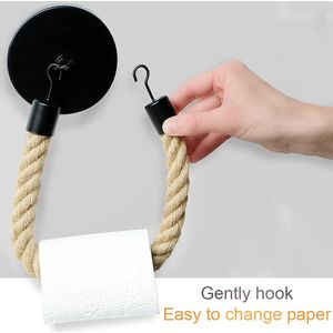Toiletrolhouder Touw Vintage Wandgemonteerde Hemp Touw Toiletrolhouder Industriële Touw Handdoekhouder voor Toilet Badkamer Badkamer