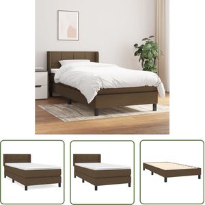 The Living Store Boxspring met matras stof donkerbruin 100x200 cm - Boxspring - Slaapcomfort - Donkerbruin Bed - Pocketveer Matras - Hoofdbord