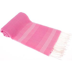 Hamamdoek BeachFun Pink 180x90cm - 180x90cm pink - dun strandlaken - sneldrogende handdoeken - saunadoek - omslagdoek