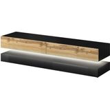 TV Meubel Zwevend Hout & Zwart 140 cm Modern - LED - Bijzonder