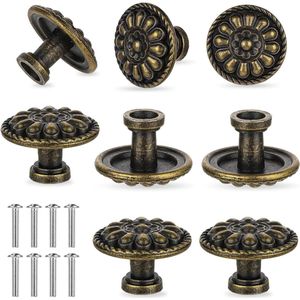 Antieke messing ladeknoppen - Vintage dressoir ladeknoppen - Set van 8