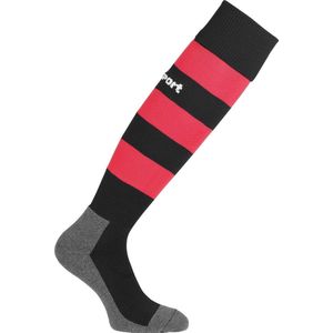 Uhlsport Team Pro Essential Stripe Voetbalkousen - Zwart / Rood | Maat: 28-32