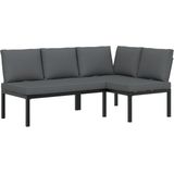 vidaXL - 2-delige - Loungeset - met - kussens - aluminium - zwart