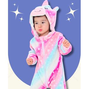 BoefieBoef Eenhoorn Shiny Dieren Kinder Onesies voor Baby's en Dreumes: ideaal Baby / Peuter kruippak, pyjama, romper, of verkleedkostuum Stijl & Comfort - Roze Paars Unicorn