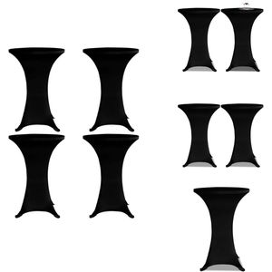 vidaXL Tafelkleed - Tafelkleden - Statafelkleed - Statafelkleden - Statafelhoes 4 st stretch Ø80 cm zwart