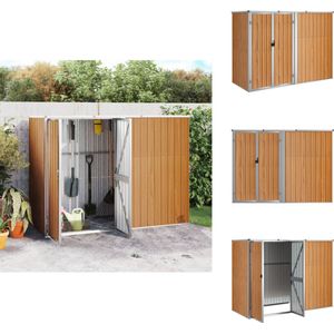 vidaXL Tuinschuur - Tuinschuren - Gereedschapsschuur - Berging - Tuinschuur 225x89x161 cm gegalvaniseerd staal bruin