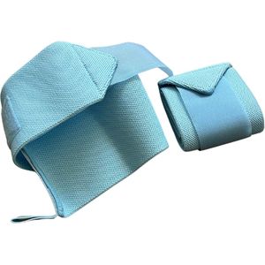 Wrist Straps Polsbeschermers voor Krachttraining – Blauw - Helpt de belasting op de polsen verminderen en ideaal voor oefeningen zoals bench presses en dips. Stevig materiaal met duimlus en klittenbandsluiting voor een goede pasvorm.