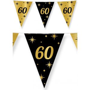 Leeftijd verjaardag feest vlaggetjes 60 jaar geworden zwart/goud 10 meter