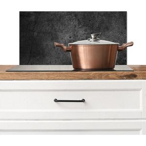 Spatscherm keuken - Beton print - Vintage - Spatwand - Zwart - 70x30 cm - Spatwand fornuis - Aluminium