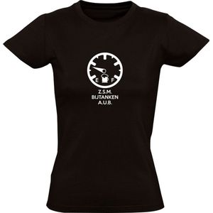 ZSM Bier Bijtanken AUB | Dames T-shirt | Zwart | Meter | Krat | Fles | Pils | Kroeg | Feest | Festival