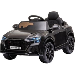 Elektische Kinderauto Audi RSQ8 12V | accuvoertuig voor kinderen met rubberen banden en leren zitje en afstandbediening Zwart