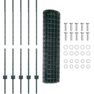 vidaXL - Euro - Hek - met - 5 - U-palen - Groen - 1.2x10 - m - Staal