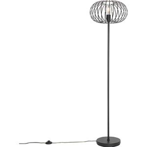 QAZQA johanna - Design Vloerlamp | Staande Lamp - 1 lichts - H 1450 mm - Zwart - Woonkamer | Slaapkamer