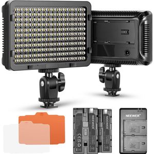 Neewer® - 176 LED Videoverlichting Streaming Licht Dimbare LED Videopaneelverlichting met 2 Lithiumbatterijen van 2600mAh en 2 USB-laders - Belichting voor DSLR-camera's van Canon, Nikon, enz. - Sleutellicht voor Videografie