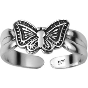 Teenringen | Zilveren teenring met vlinder