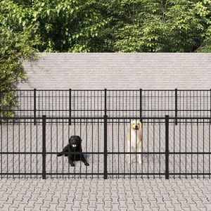 The Living Store Hondenhok - Hondenkennel - 679x582x100 cm - Zwart