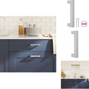 vidaXL Handvat - Handvatten - Handgreep Voor Kast - Handgreep - Handvatten 20 st 96 mm roestvrij staal zilverkleurig