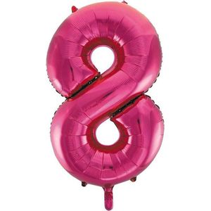 Cijfer 8 folie ballon roze van 86 cm