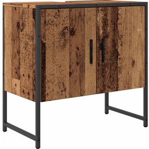 vidaXL - Wastafelkast - 60x33x60 - cm - bewerkt - hout - oud - houtkleurig