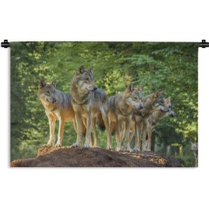 Wandkleed - Wanddoek - Wolf - Bruin - Bos - 180x120 cm - Wandtapijt