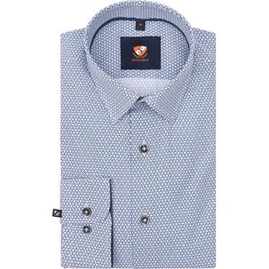 Suitable Overhemd Print Bloemen Blauw 267-9 - Maat 40 - Heren - Hemden casual