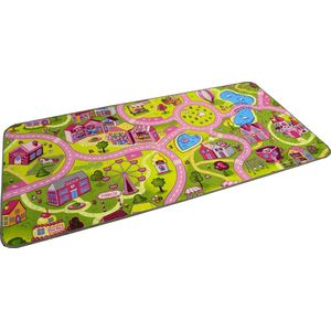 Kleurrijke Speeltapijt Roze Verkeerskleed kinderen 80x120cm - Speel tapijt kinderen - Verkeerskleed - Kleurrijke Speelkleed