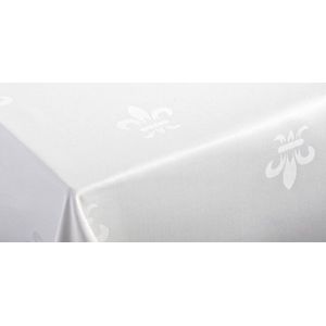 Tafelkleed Franse lelie wit 140 rond (Hotelkwaliteit: 250 gr/m2) - damast - geweven