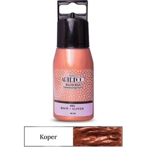 Artdeco Metallic Dimensional Paint, Relief Paint, Dimensional Fabric Paint, 3D Liner - 3D Verf - 3D Paint, Textuurschilderen, Reliëf Schilderen, Metallic Kleuren - Stof, Glas, Keramiek, Karton, Metaal, Papier, Steen - 50 ml-Koper