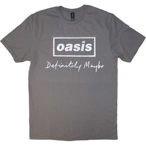 Oasis - Definitely Maybe Distressed Text Logo Heren T-shirt - M - Grijs