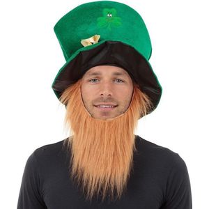 2x stuks sint Patricks Day groene verkleed hoed met baard voor volwassenen - carnaval hoeden