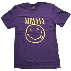 Nirvana - Yellow Happy Face Heren T-shirt - XL - Paars