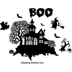 Raamsticker Halloween Spookhuis Humor Griezelen Spook Pompoen Vleermuis Heks Statisch Herbruikbare Raamfolie  Kleur Zwart