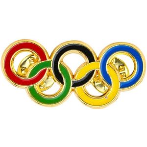 SportPresent - Broche - Olympische Spelen - Olympische Ringen - Peking - Speld - Pin - Plastron Speld - Kleur - OS - Sportsieraad - Sieraden - Sportsieraden - Sieraad OS - Sieraad Sport