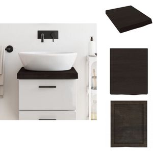 vidaXL Wastafelblad - Wastafelbladen - Blad Voor Wastafel - Tafelblad - Wastafelblad 40x50x(2-6) cm behandeld massief hout donkerbruin