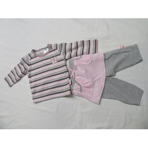 Dirkje , meisjes, ensemble : tshirt rok en legging , rose /grijst , 12 maand 80